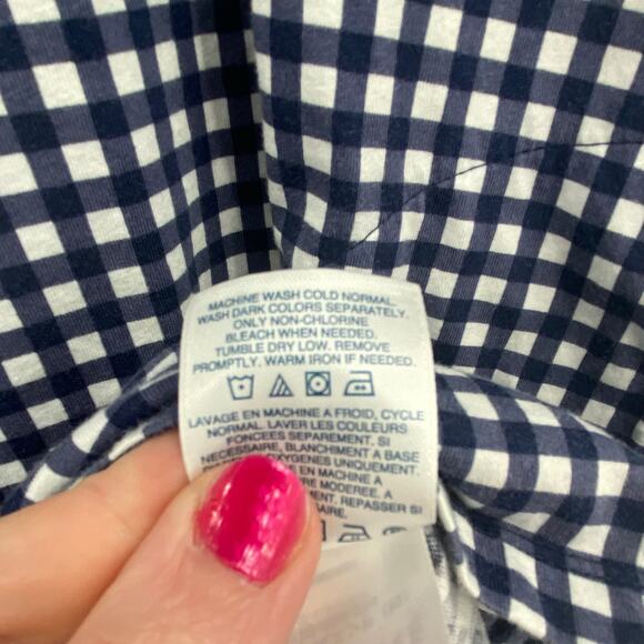 Draper James Lands End Navy Blue White Gingham Checkered Shift Dress Size Large - Picture 12 of 12